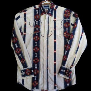 Wrangler Western Shirt Mens Long Sleeve Size L
